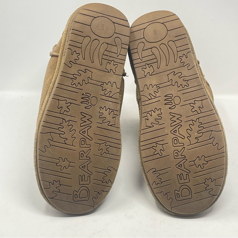 BearPaw Adele Boots Womens 9 Brown Tan Suede Fur Lined Mid Calf Braided Strap - Picture 16 of 16